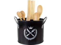 Porta Utensílios De Cozinha Grande Com Tampa, Asa De Aço Inoxidável E Bandeja De Gotejamento Removível