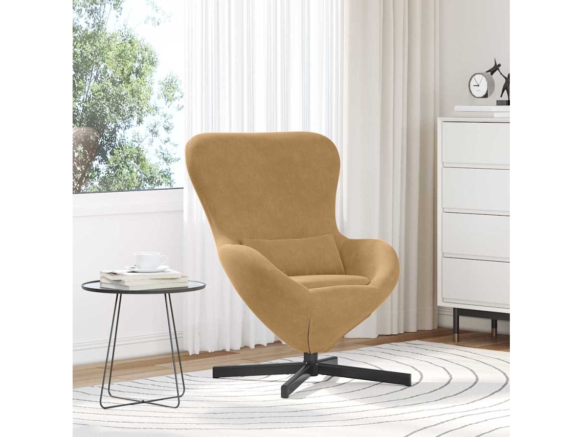 Vidaxl Cadeira Ovo Castanho 63 X 73 X 90 Cm Veludo