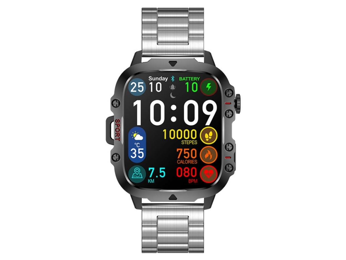 (prateado) Pulseira Inteligente Com Tela Colorida De 1,96 Polegadas E Pulseira De Aço, Compatível Com Chamadas Bluetooth.