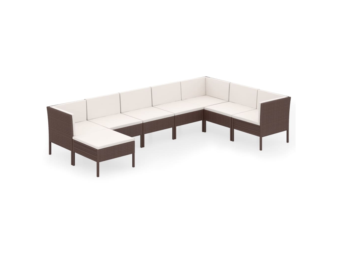 Maison Exclusive - 8 Pcs Conjunto Lounge Jardim C/ Almofadões Vime Pe Castanho