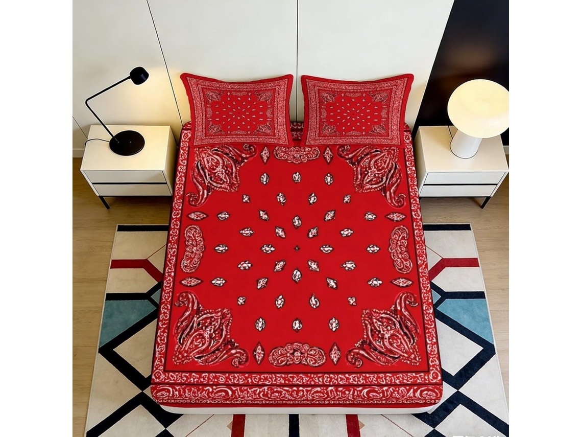 Conjunto de Cama Bandana Vermelha Microfibra com Fronha 200x25cm S/MARCA
