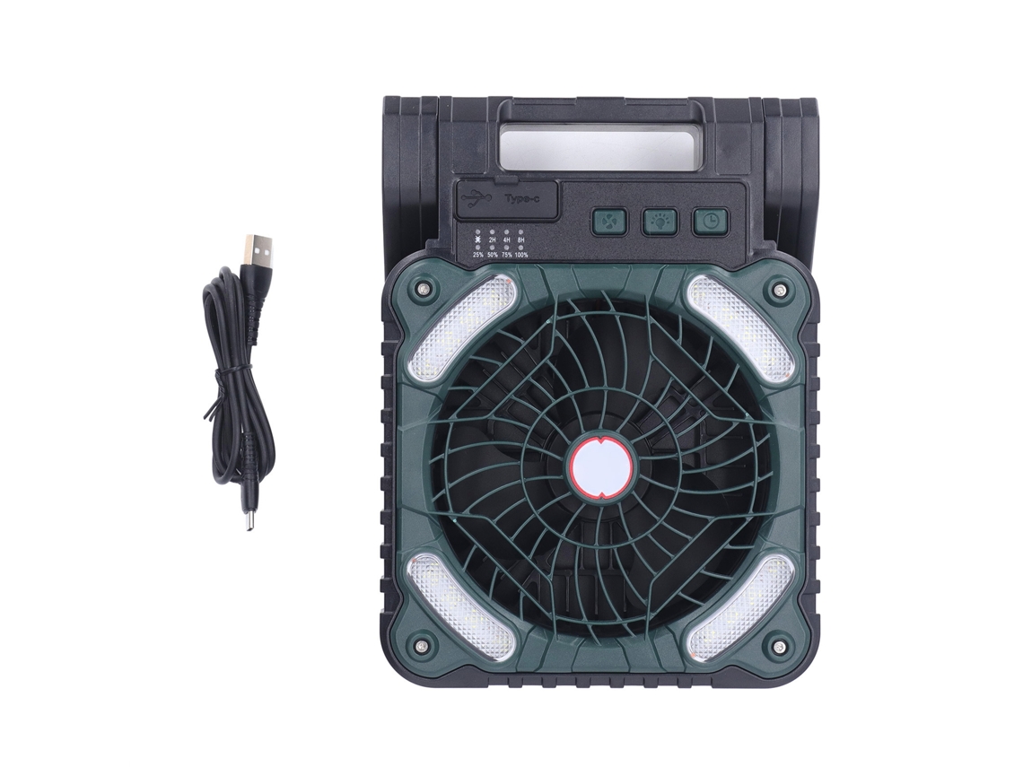 Ventilador Solar com Luz Led, Usb, 4 Velocidades MDUG | MDUG
