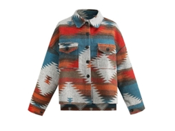 2026 camisa Chaqueta Vintage Mujer Manga Larga Botones Cuello Solapa Suelta Impresión Bmt S Rojo