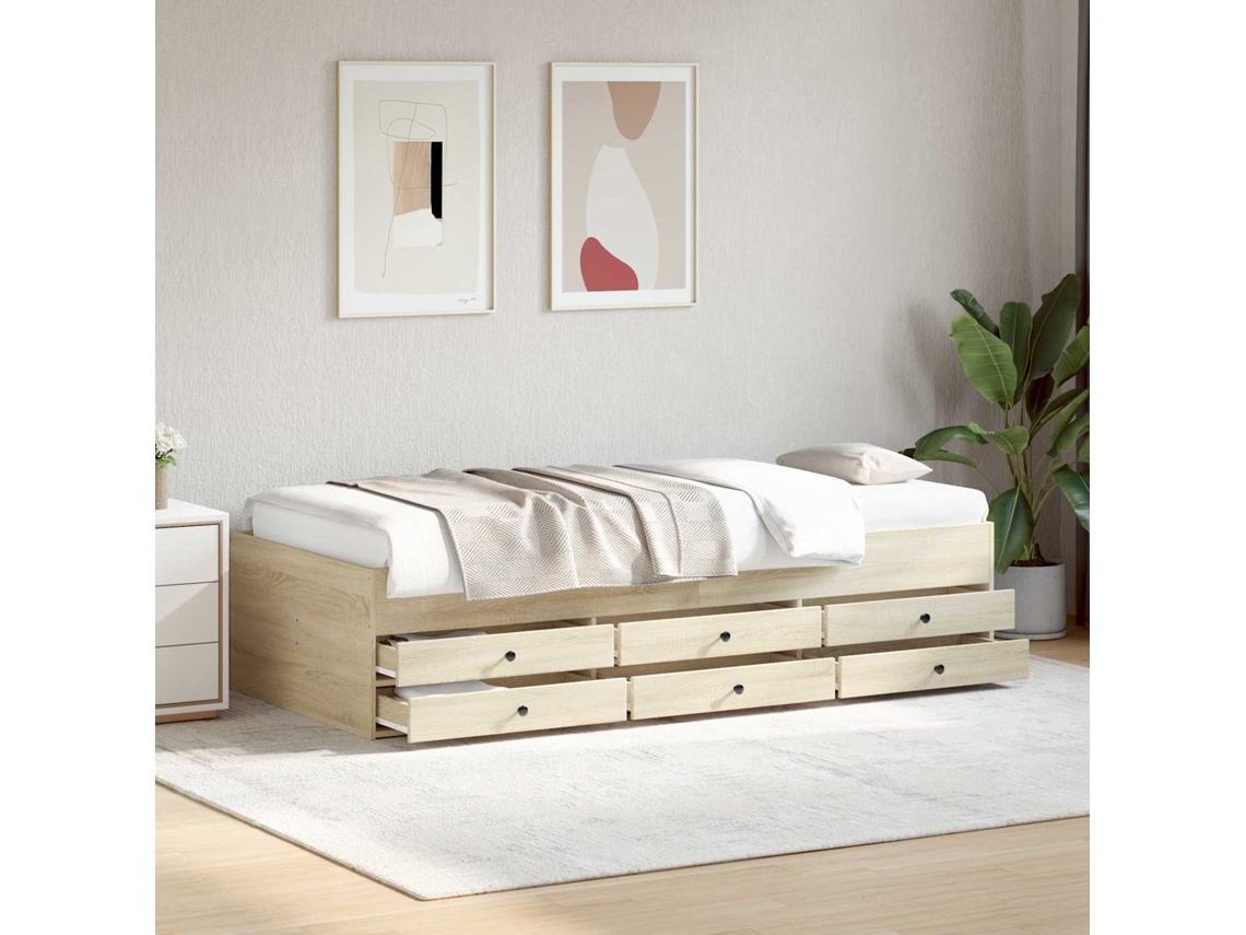 Vidaxl Estrutura De Cama Com Armazenamento Carvalho Sonoma 80 X 200 Cm
