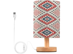 Abajur De Cabeceira Com Estampa Étnica Para Quarto, Portas De Carregegamento Usb C, Luminária De Mesa Cabeceira, Luminária