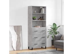 Vidaxl Armário Alto 69,5x34x180 Cm Derivados De Madeira Cinza Cimento