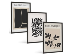 Conjunto De Pinturas Padrões Abstratos De Plantas Espelharte (3 Peças 40x60 Cm)