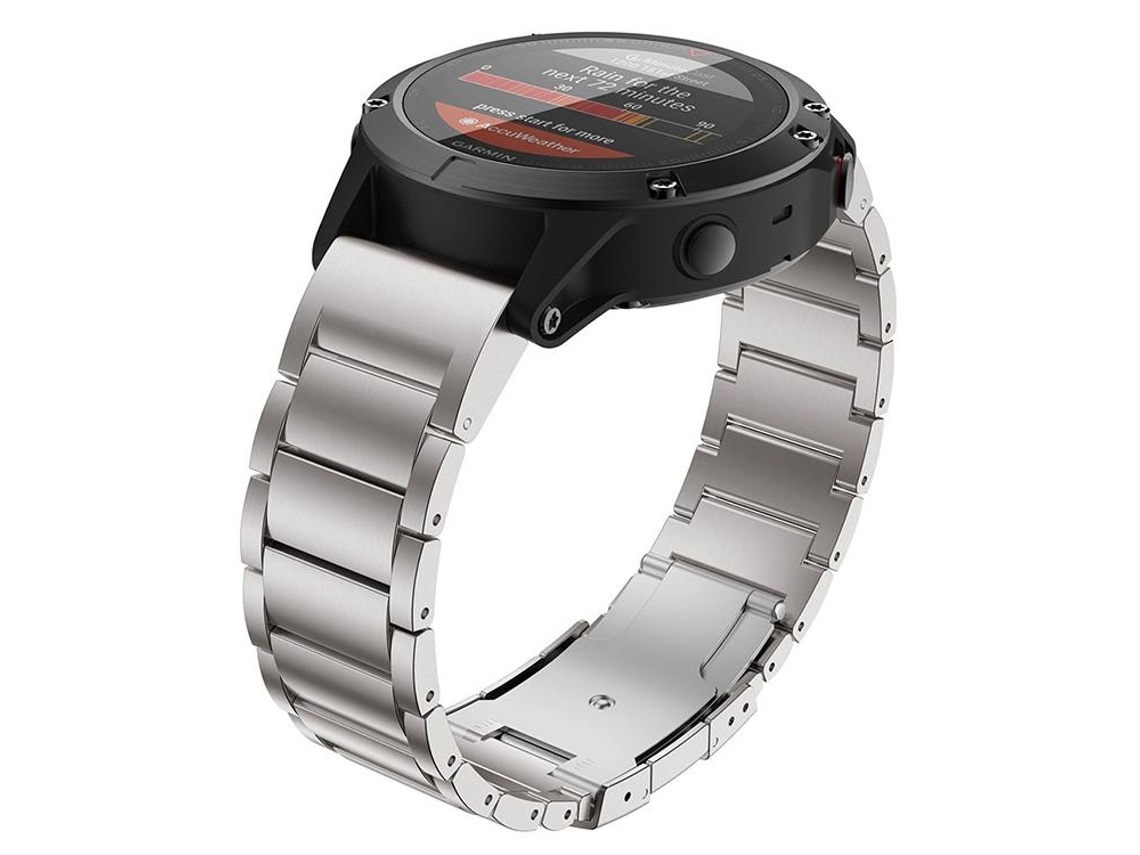 Bracelete Para Garmin (26mm) - Liga De Titânio - Três Contas - Fivela De Pressão - Liberação Rápida Prata
