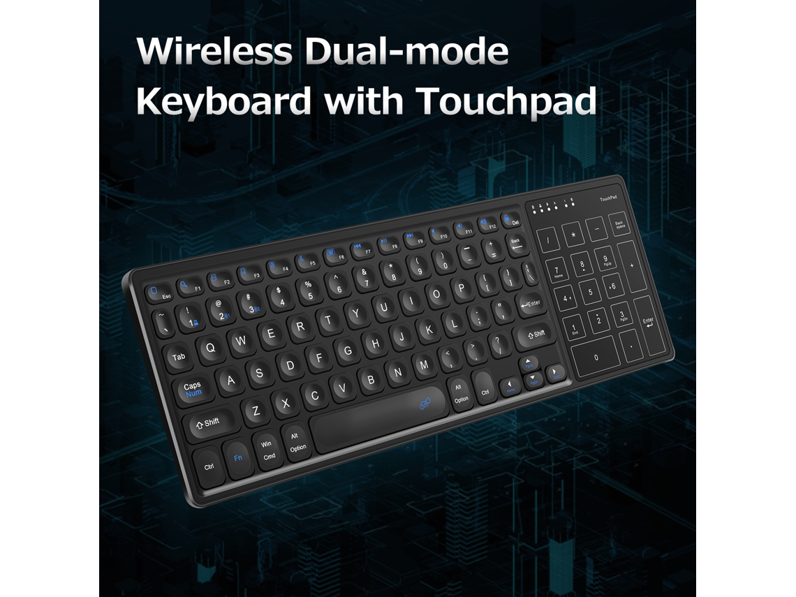 Teclado Wireless (conexão Dupla, Design Ergonômico)