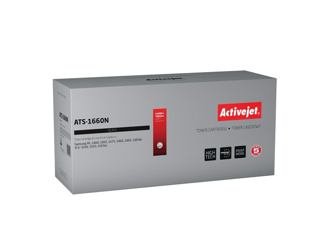 Tóner ACTIVEJET Ats-1660N Preto Samsung 1860 1665 1865W. Samsung Scx: 3200 3205W 1865 3205 Samsung Ml: 1660