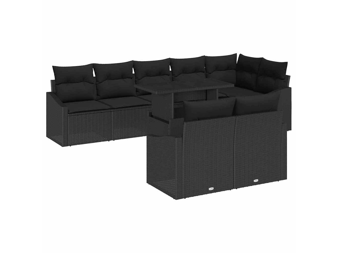 Maison Exclusive - Conjunto De Sofá De Jardim Com Almofada Ajustável 9 Pcs Preto