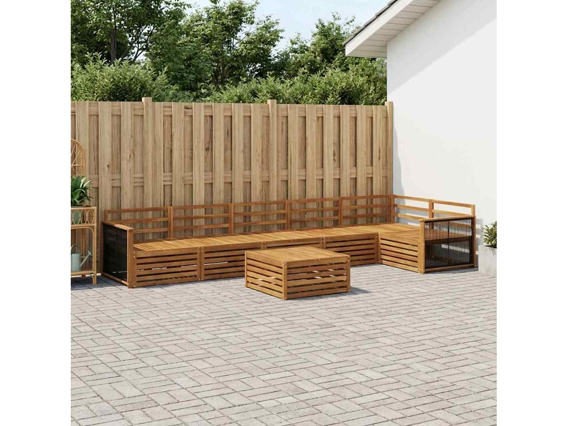 Vidaxl Conjunto De Sofás Para Exterior 7 Unid. Natural