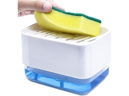 Dispensador De Jabón Para Fregadero Con Porta Esponja Diseño Hueco Material Abs 11 Onzas