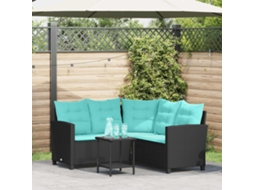 Vidaxl Sofá De Jardim 2 Unid. 5-número De Lugares Preto E Turquesa