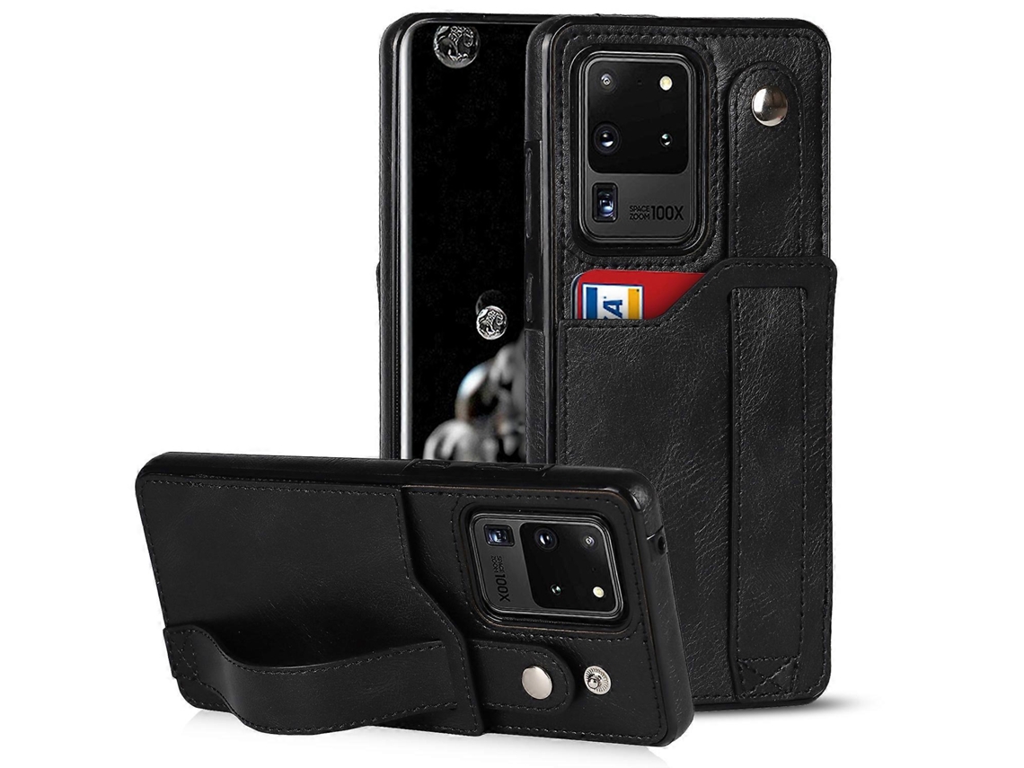 Capa Para Samsung Galaxy S20 Ultra Com Textura Crazy Horse, Resistente A Impactos, Em Tpu E Couro Pu, Com Compartimento Para Cartão E Suporte Para Alç
