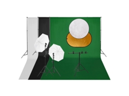 Vidaxl Kit Estúdio Fotográfico C/ Conj. De Iluminação, Fundorefletor