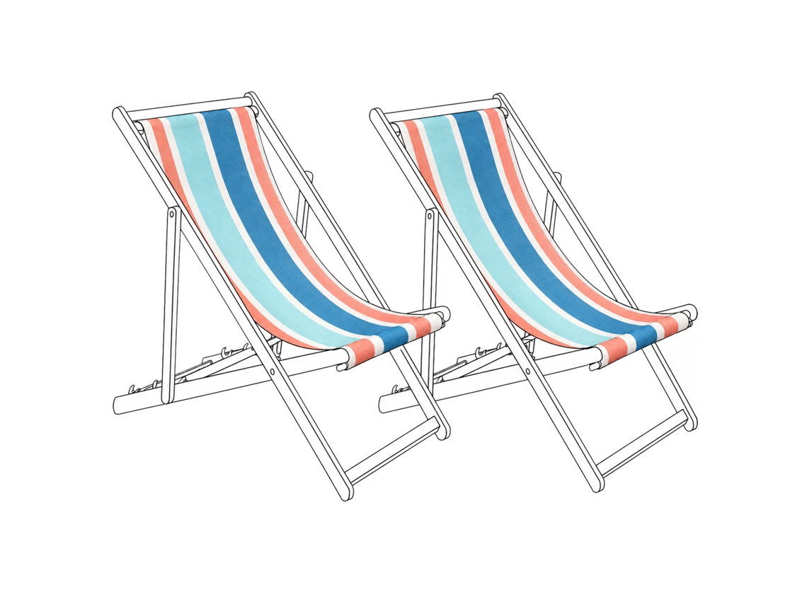 Conjunto De 2 Lonas De Substituição Para Espreguiçadeira Beliani Anzio/avellino De Poliéster Multicolor 44x113x1