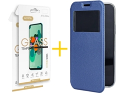 Kit Capa e 2 Películas Samsung Galaxy A22 5G ACCETEL Gandy Flip (Azul)
