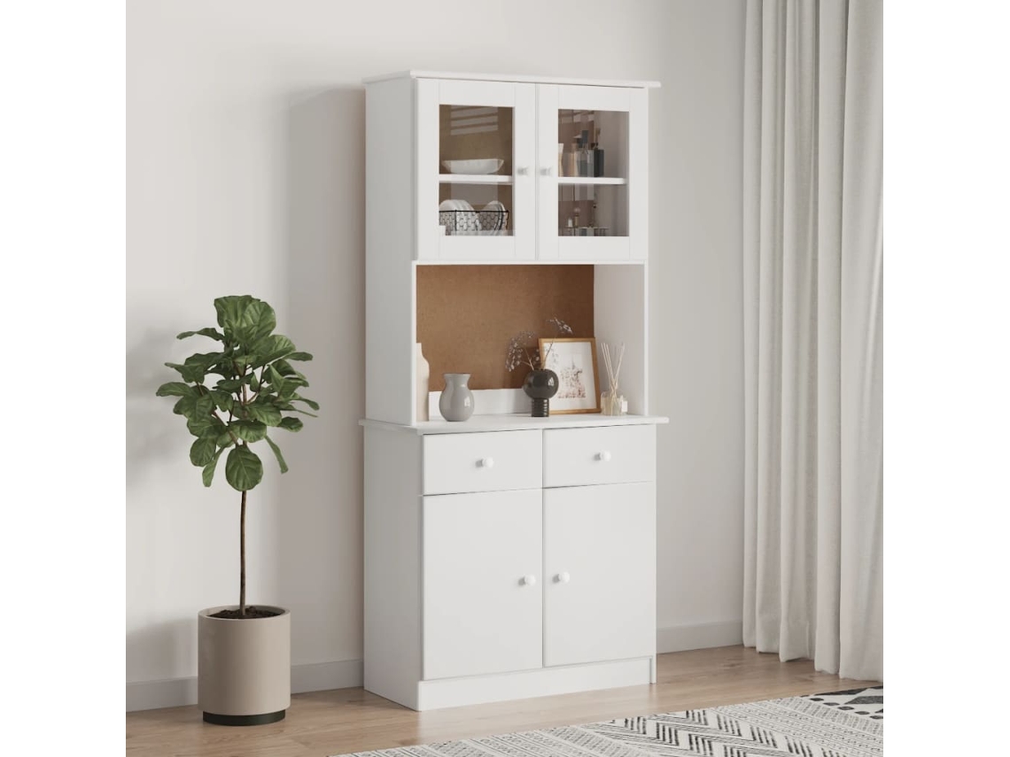 Vidaxl Aparador Alto Alta 77x35x165 Cm Madeira De Pinho Maciça Branco