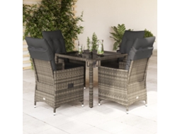 Vidaxl 5 Pcs Conjunto De Jantar P/ Jardim C/ Almofadões Vime Pe Cinza