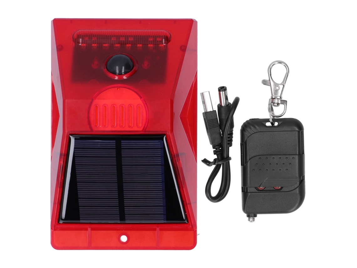 Lâmpada de Alarme Solar com Sensor de Movimento, 129db, Repelente de Animais, Controle Remoto, para Fazenda, Pomares | S/MARCA