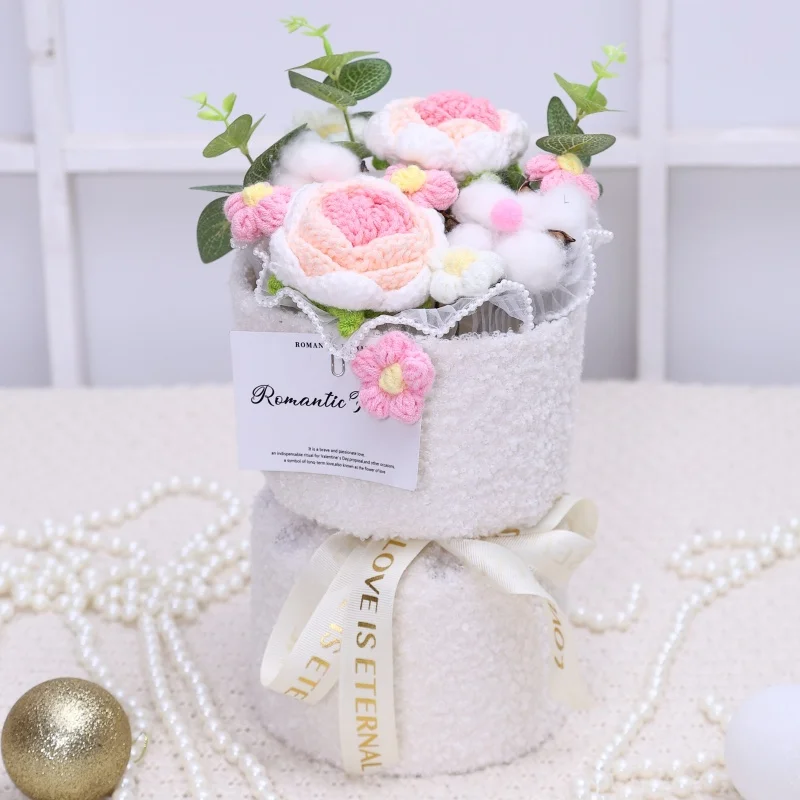 Buquês De Rosas Feitos À Mão Em Crochê, Buquês De Tricô, Decoração Para Casa