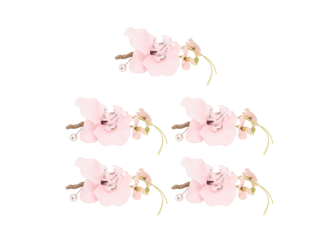 5 Botões de Lapela Artificial para Noivo Flor de Casamento Elegante Reutilizável Rosa 10x10cm