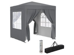 Gazebo De Jardim Dobrável Para Exterior, Altura Ajustável, Proteção Uv, 2 X 2 M, Cinza