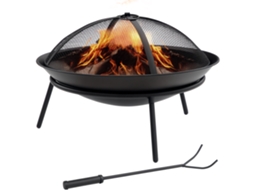 Braseiro com tampa e fogueira metálica para terraço ou jardim (Ø47x33cm) preto | S/MARCA