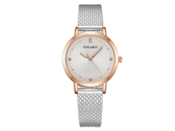 Relógio de Pulso Feminino Yolako de Quartzo com Pulseira de Plástico e Strass Prata