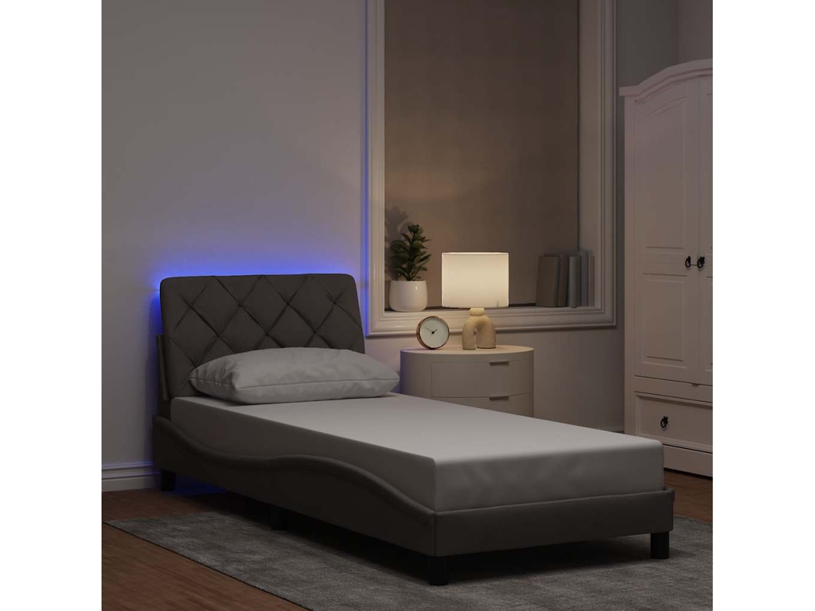 Vidaxl Estrutura De Cama Com Led Sem Colchão 80x200 Cm Tecido