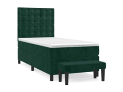 Cama com Molas/colchão 80x200 Cm Veludo Verde escuro MAISON EXCLUSIVE