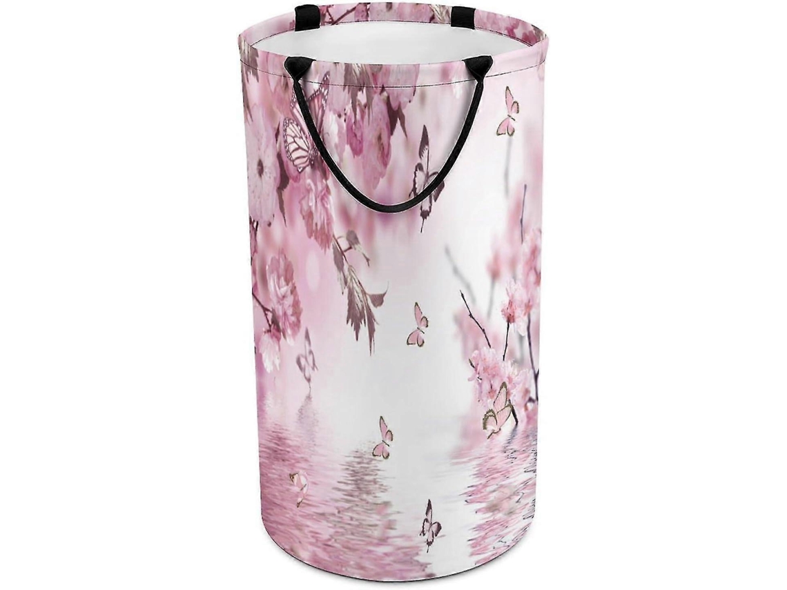 Cesto grande para roupa suja com cesto rosa e flores, tema artístico, floresta tropical, JK430 Slowmoose