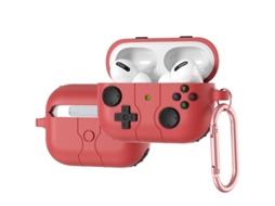 Caso Resistente Com Chaveiro Para Airpods Pro/pro2 - Apenas Capa - Vermelho Melancia