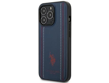 Capa Marinho para iPhone 14 Pro USPOLO Pele Sintética Azul