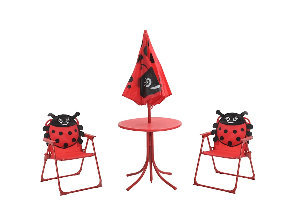 Conjunto Bistrô de Jardim Infantil 3 Pcs com Guarda sol Vermelho MAISON EXCLUSIVE