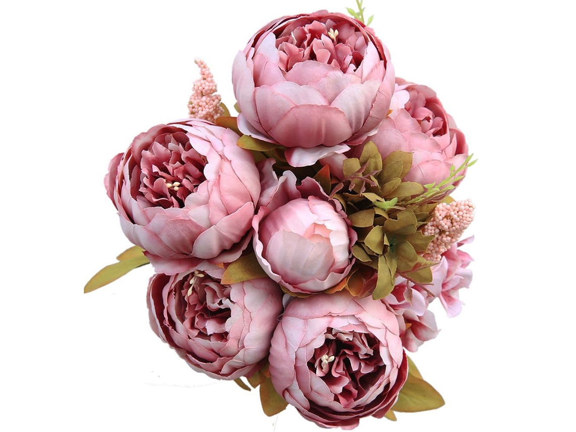 Buquê de Rosas Artificiais Vermelhas, Formato de Peônia, 1 Ramo AQUAFORGE