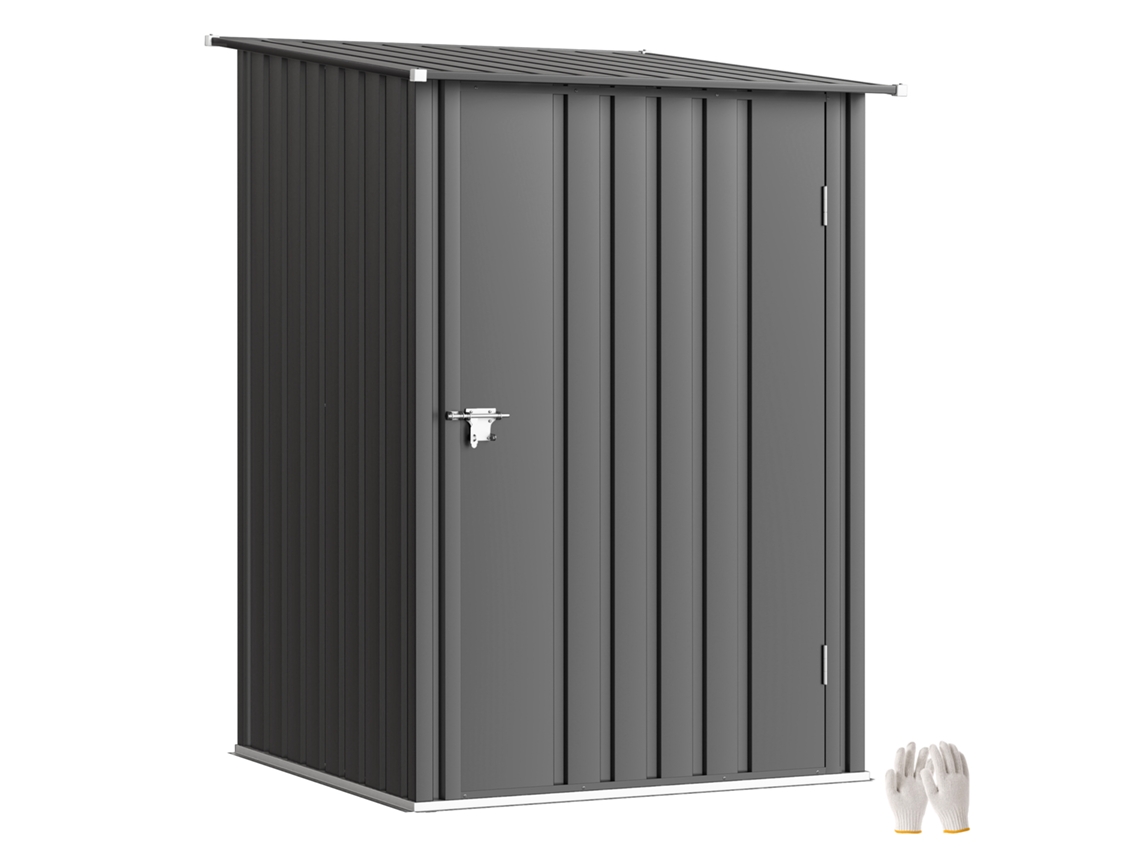 Caseta de Jardim Metálica 0.92 M² 100x103x160cm com Porta e Fechadura para Armazenamento de Ferramentas Cinza Escuro BTFORUS