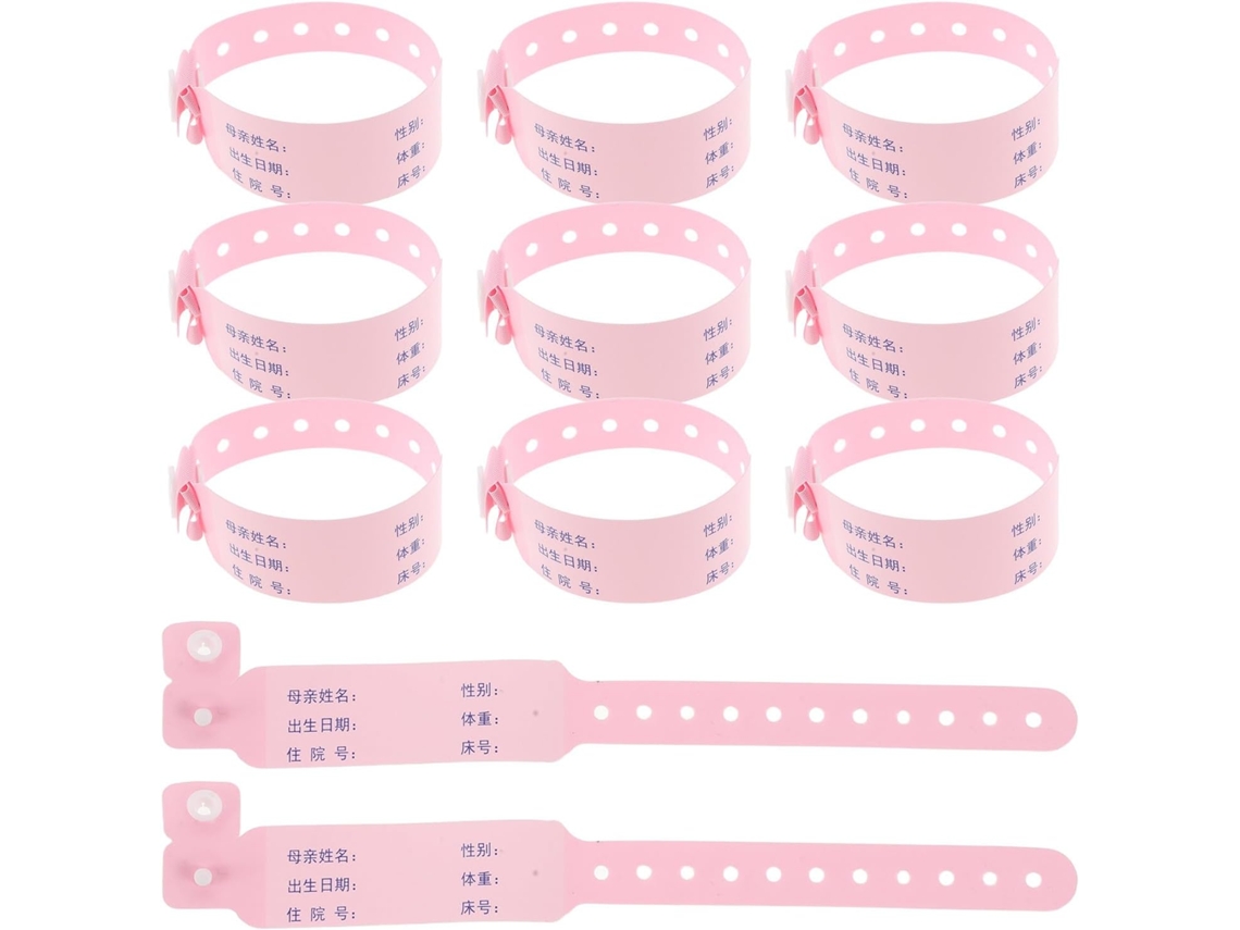Pulseiras de identificação para hospitais infantis Happyyami, pacote com 100 unidades, pulseira ajustável com local seguro para coleta de dados.