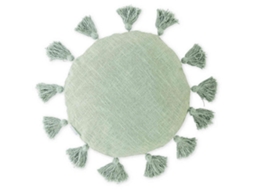 Almofada Redonda 40cm Com Franjas Verde