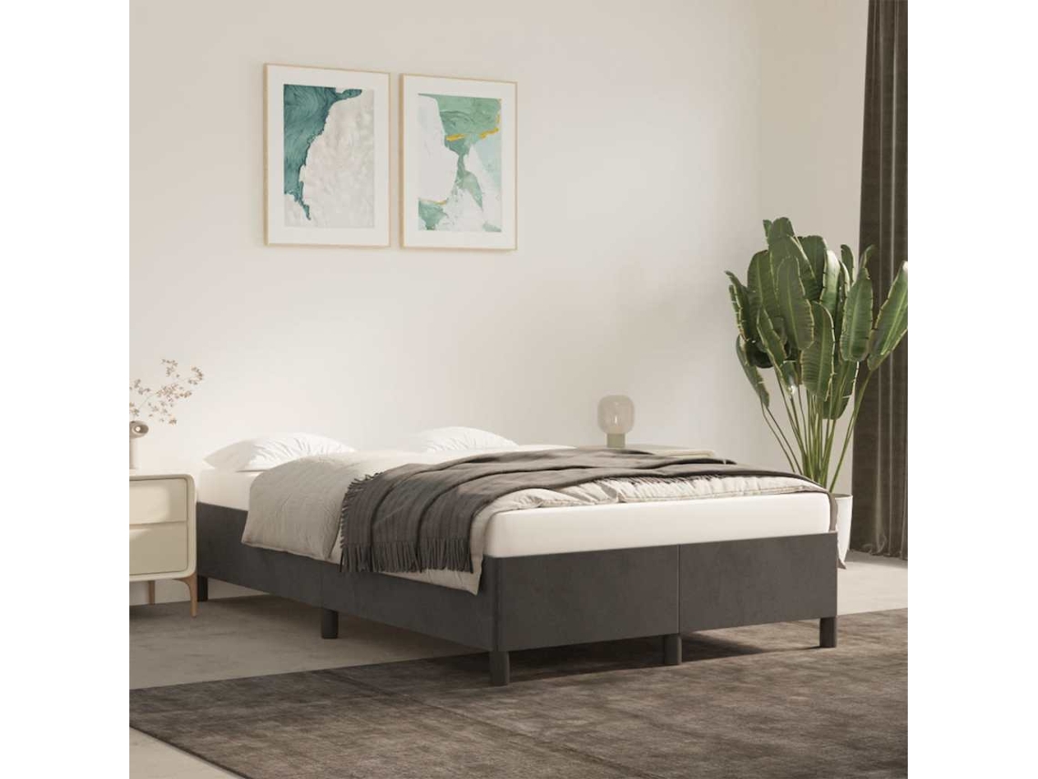 Vidaxl Estrutura De Cama Sem Colchão 120x190 Cm Veludo Cinza Escuro