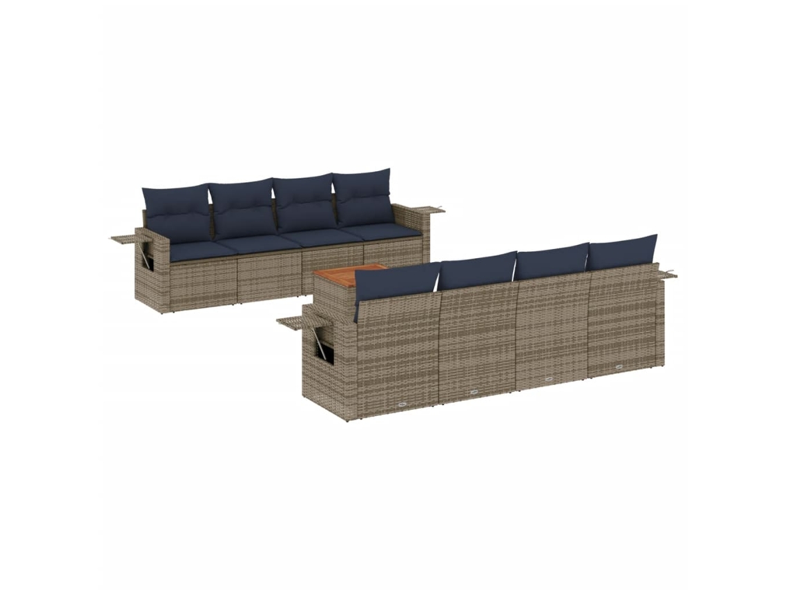 Conjunto de Sofá de Jardim, 9 Peças, Almofadas, Rattan Cinza MAISON EXCLUSIVE