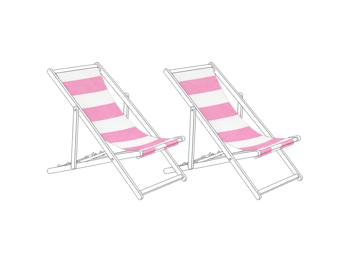Conjunto De 2 Lonas De Substituição Para Espreguiçadeira Beliani Anzio/avellino De Poliéster Rosa 44x113x1
