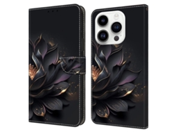 Capa Lótus Roxa Para Iphone 15 Pro Max Pele Sintética Rosa