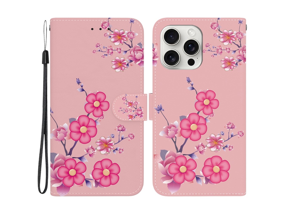 Capa Em Couro Pu Para Apple Iphone 16 Pro Max - Sakura