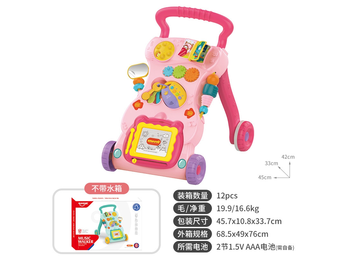 Andador de Brinquedo para Bebês de 6 a 18 Meses: Carrinho Anti tombamento, Musicalprancheta de Desenho Clássica/rosa CHENNNLS