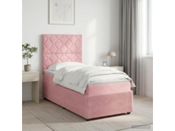 Vidaxl Cama Box Com Led E Colchão Rosa 90 X 190 Cm Veludo