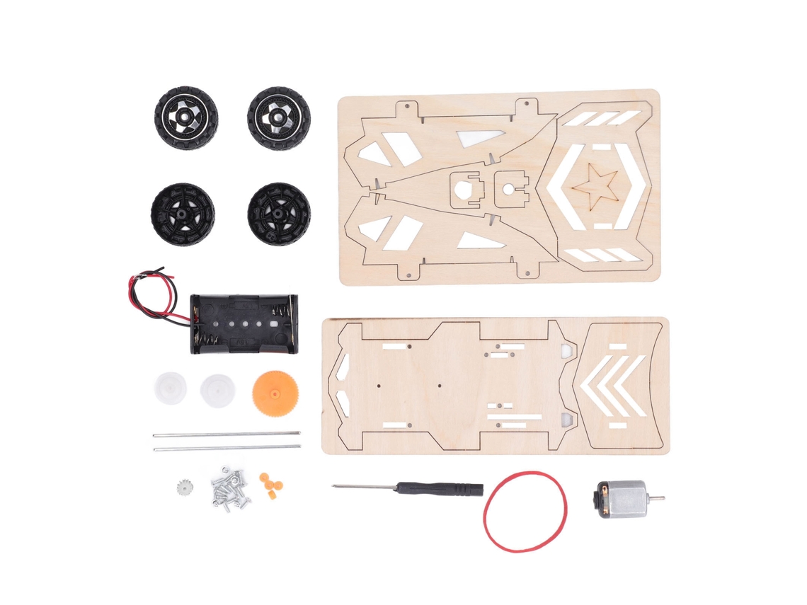 Kits de Carros de Modelo de Madeira 4x4 com Motor Diy Brinquedo Científico | S/MARCA