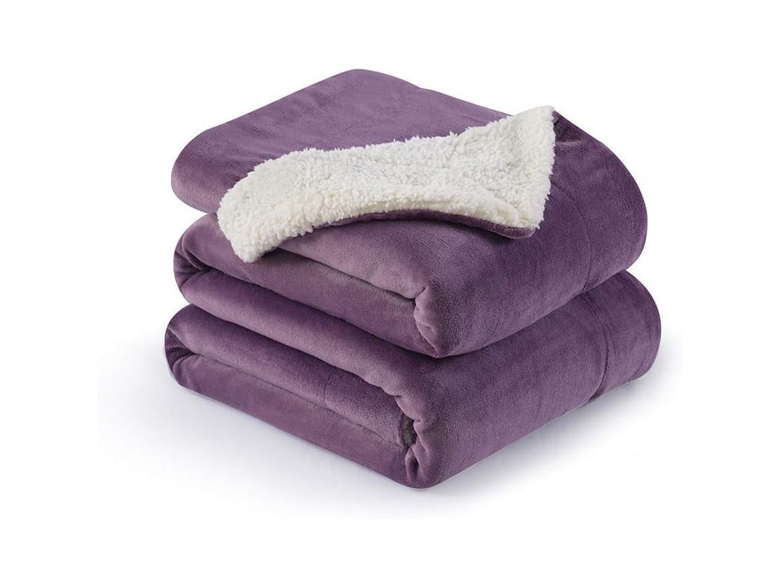 2026 manta Reversível Sherpa Suave Flanela Microfibra 50x60 Polegadas Roxo Cassis