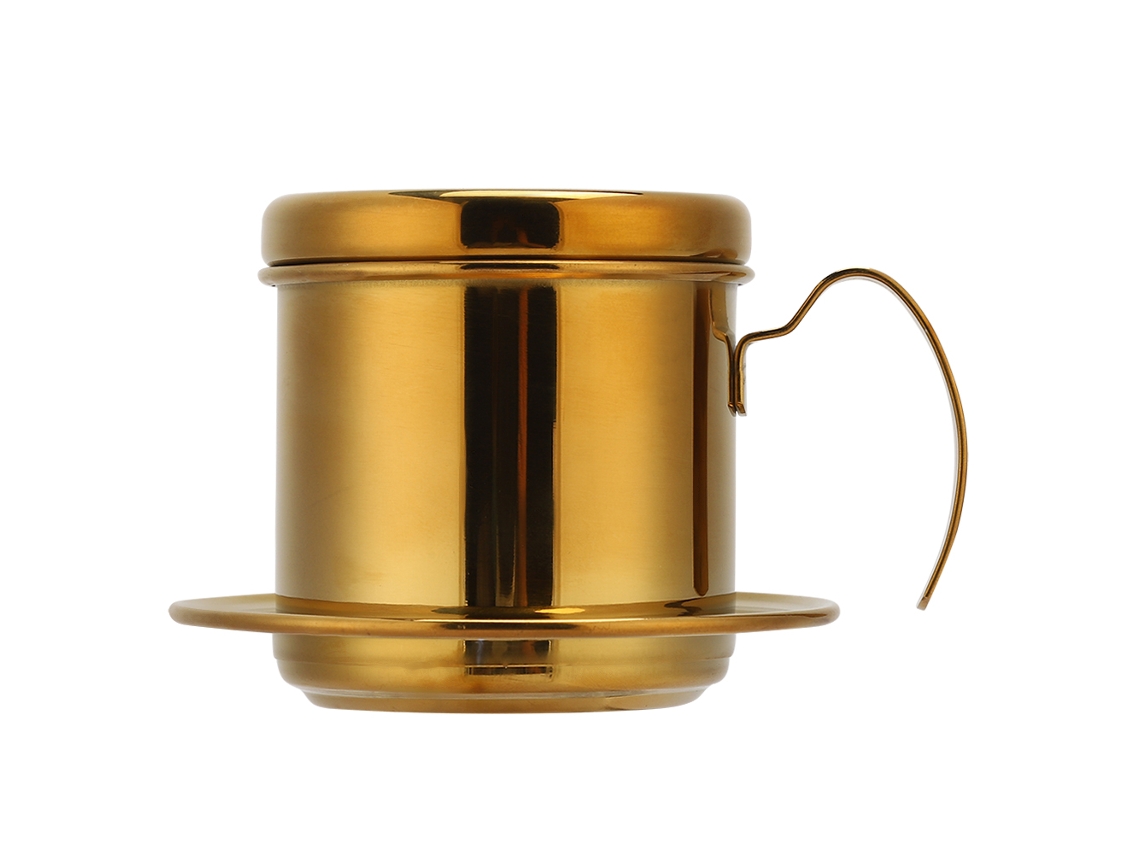 Bule de Café Aço Inoxidável Vietnameês com Filtro Drip Brewer, Portátil para Casa, Escritório